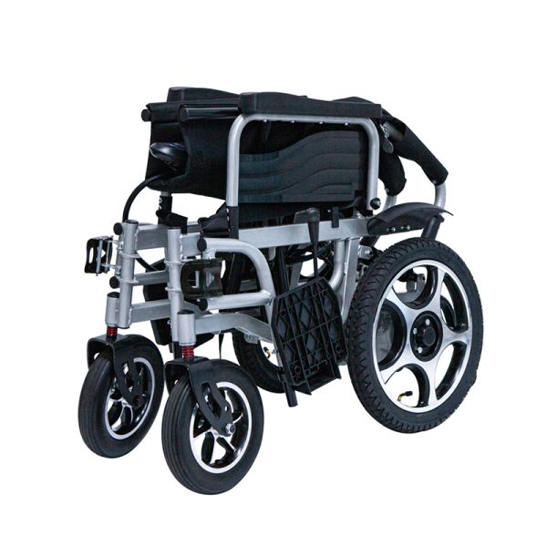 03 Silla de ruedas eléctrica portátil de acero YSE123 | Plegado rápido en 3 pasos, sistema de frenado seguro