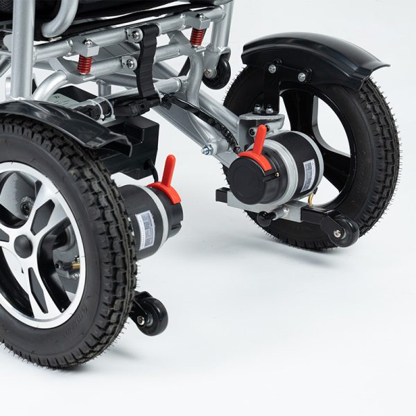 06 Silla de ruedas eléctrica plegable portátil YSE130M | Marco de aluminio ligero, control remoto, freno automático