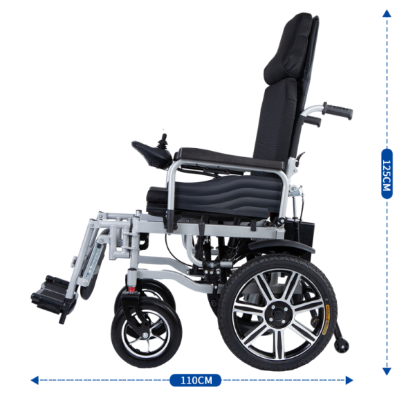 16898196604828 Silla de ruedas eléctrica plegable con respaldo alto YSE109 | Portátil y duradera, cómoda para viajar.