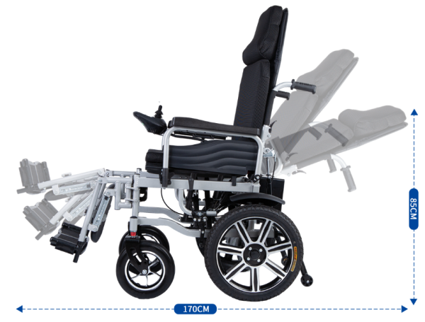 16898196989743 Silla de ruedas eléctrica plegable con respaldo alto YSE109 | Portátil y duradera, cómoda para viajar.