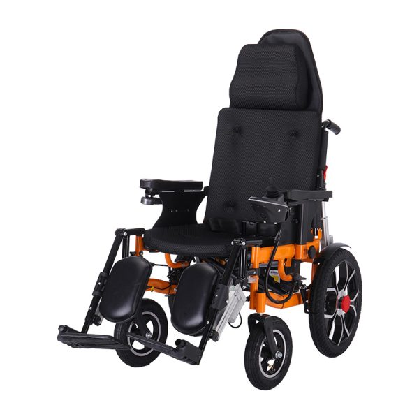 Silla de ruedas eléctrica plegable con respaldo ajustable y reposabrazos abatible