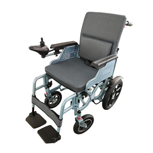 Silla de ruedas eléctrica plegable portátil con reposapiés desmontable