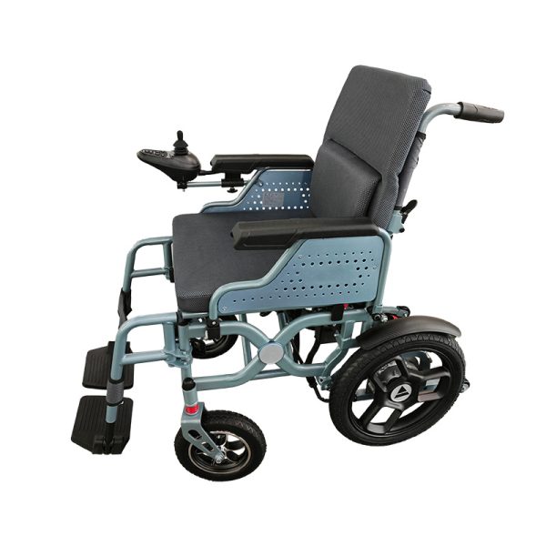 Silla de ruedas eléctrica plegable portátil con reposapiés desmontable