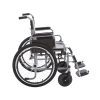 02 Silla de ruedas manual de acero al carbono con respaldo plegable y reposapiés ajustables