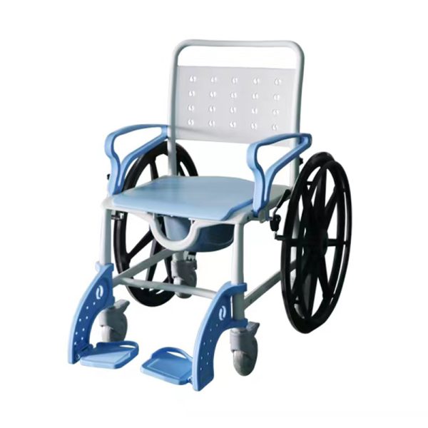 02 Silla de ruedas manual multifuncional con asiento de ducha e inodoro