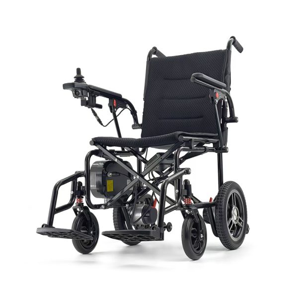 02 Silla de ruedas eléctrica plegable de viaje con motor sin escobillas de 24 V, fácil de transportar