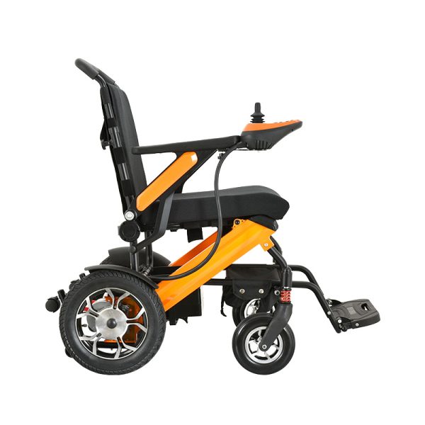 03 Silla de ruedas eléctrica ligera de viaje: plegable, manual y brazos abatibles.