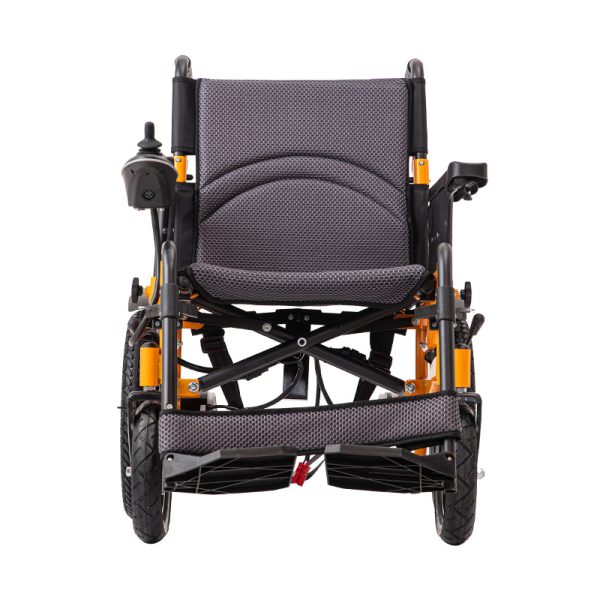Silla de ruedas eléctrica portátil con reposapiés desmontables y estructura plegable