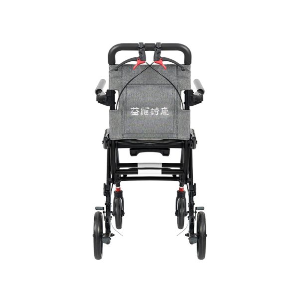 03 Silla de ruedas ligera y plegable de acero al carbono con frenos de mano