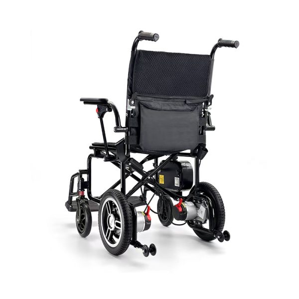 04 Silla de ruedas eléctrica plegable de viaje con motor sin escobillas de 24 V, fácil de transportar