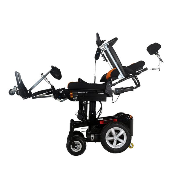 04 Silla de ruedas eléctrica de pie con reclinación y sistema de control de modo dual
