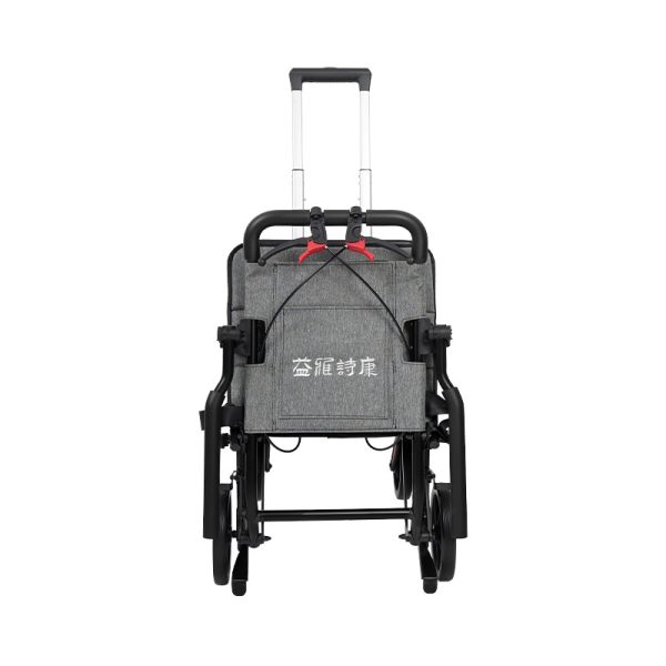08 Silla de ruedas ligera y plegable de acero al carbono con frenos de mano