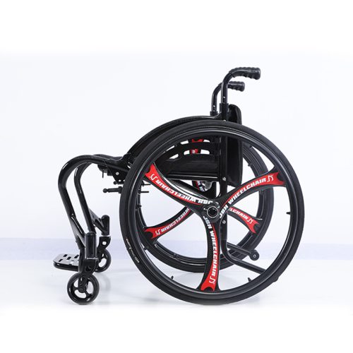 Silla de ruedas deportiva ligera de fibra de carbono con ruedas antivuelco