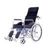 Manual Wheelchair Silla de ruedas manual con inodoro portátil y respaldo reclinable