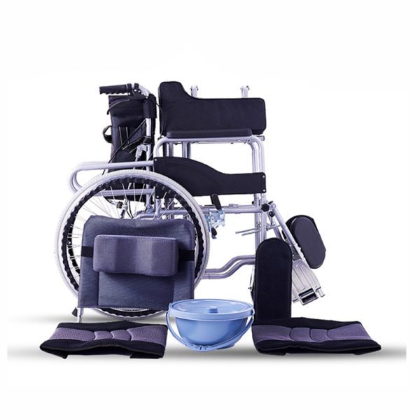 YSM2022 (4) Silla de ruedas manual con inodoro portátil y respaldo reclinable