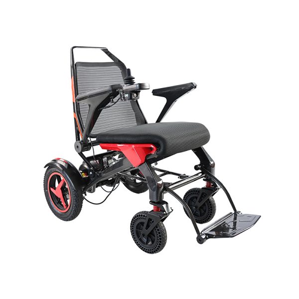 04 Silla de ruedas eléctrica de fibra de carbono con motores duales y comodidad ergonómica