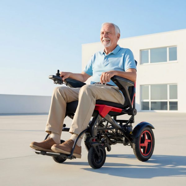 07 Silla de ruedas eléctrica de fibra de carbono con motores duales y comodidad ergonómica