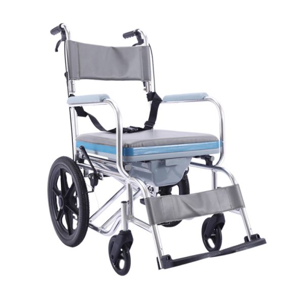 01 Silla de ruedas con inodoro plegable de aluminio YSM2058 con ruedas de PU