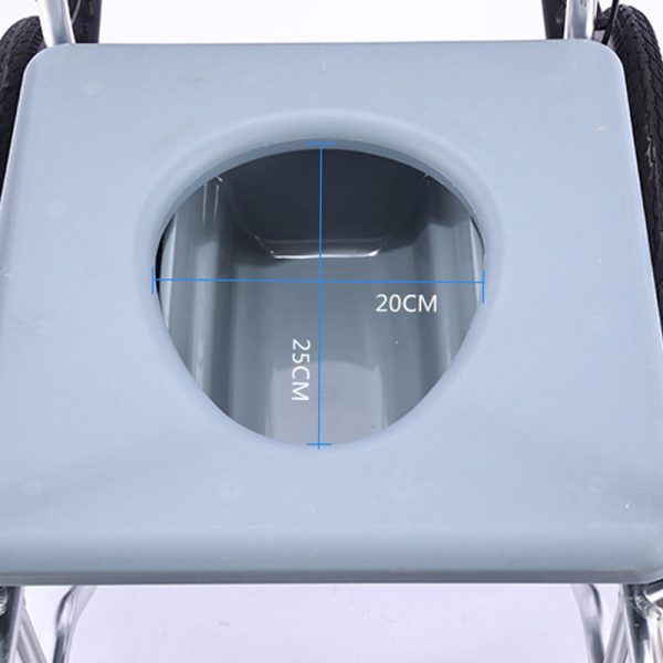 03 Silla de ruedas con inodoro plegable de aluminio YSM2058 con ruedas de PU