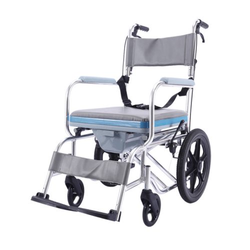 05 Silla de ruedas con inodoro plegable de aluminio YSM2058 con ruedas de PU