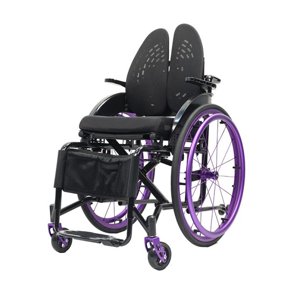 02-3 Silla de ruedas deportiva ligera de aluminio YSM2115 con respaldo tipo mariposa.